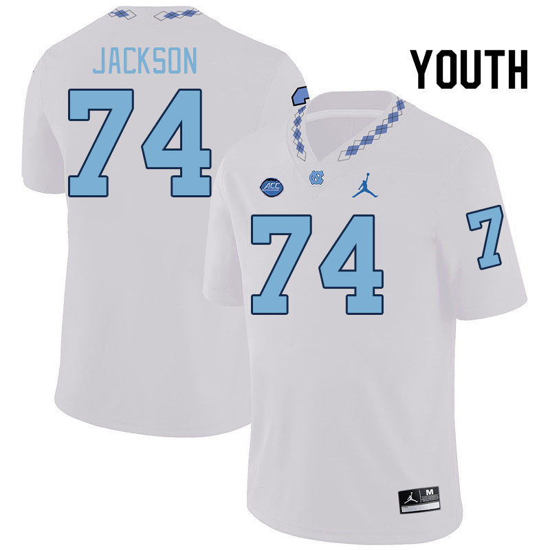 Youth #74 Desmond Jackson North Carolina Tar Heels College Football Jerseys Stitched-White